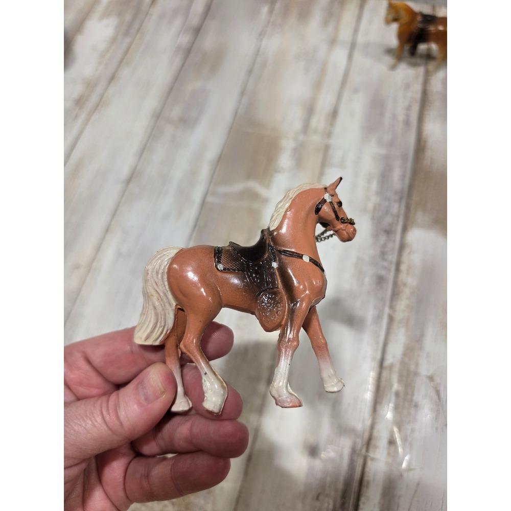 3-‎ Vintage Miniature Horse Figurines Black Chestnut Tan Japan Metal ToyREAD - Picture 7 of 11